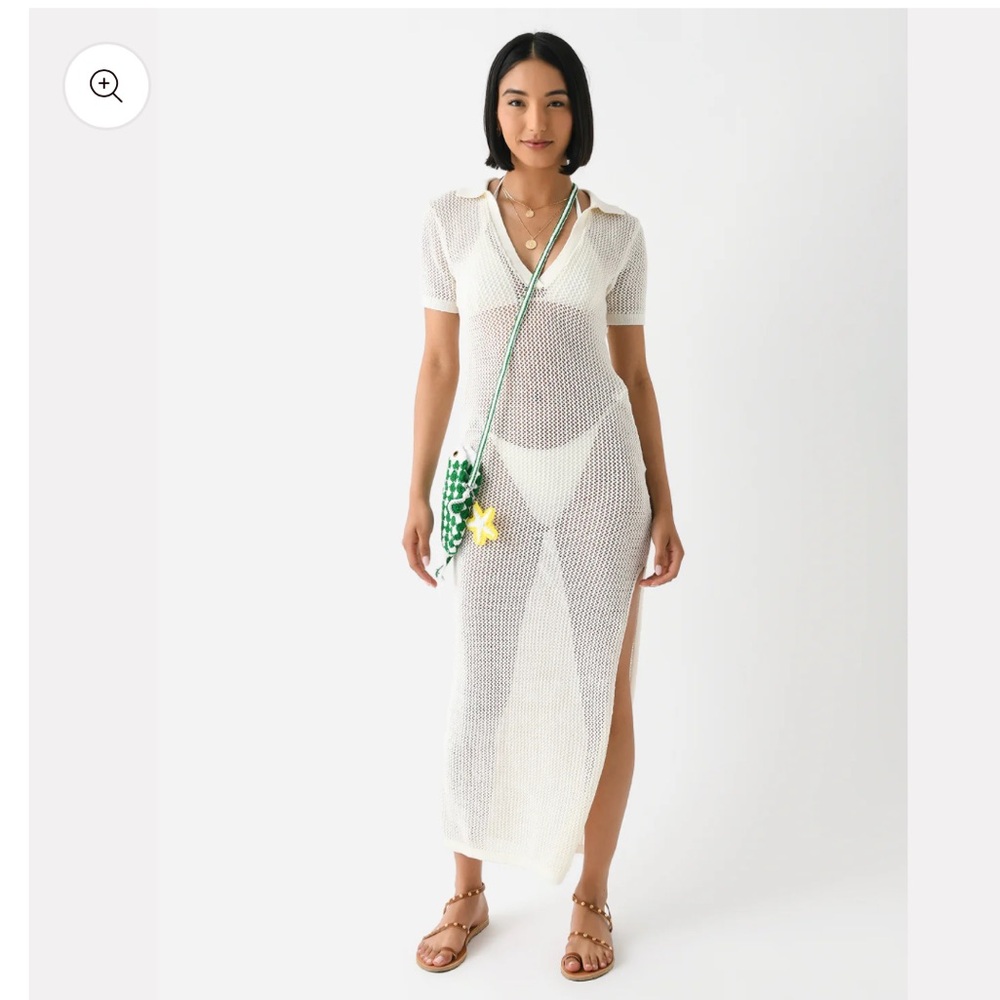l*space White Beach Cover-Up with V-Neck and High Slit